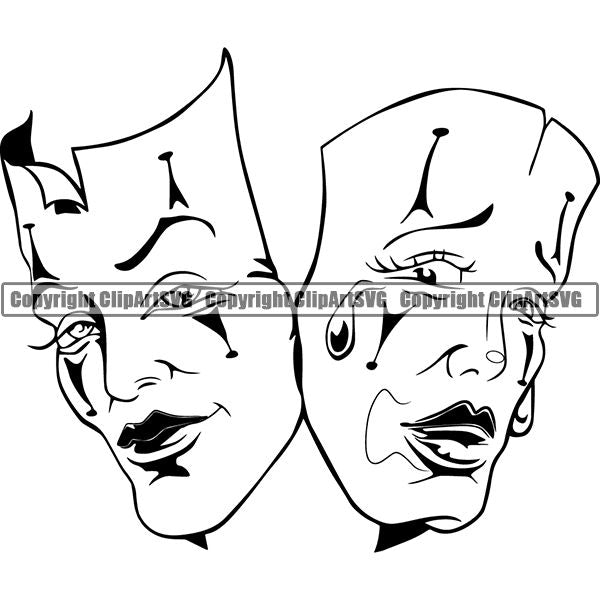 Skull Skeleton Mask Smile Now Cry Later Tattoo Tat ClipArt SVG