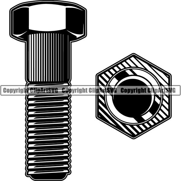 Mechanic Repair Shop Garage Bolt Nut Hardware ClipArt SVG