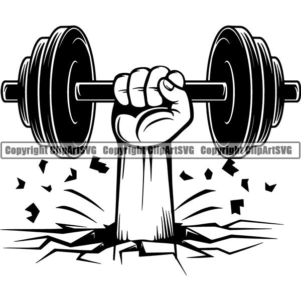 Gym Sports Bodybuilding Fitness Muscle Dumbbell ClipArt SVG