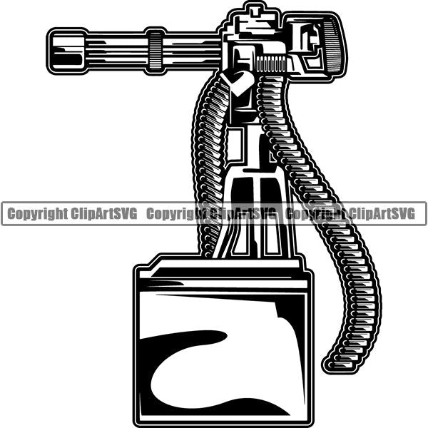 Military Weapon Army Gatling Gun ClipArt SVG