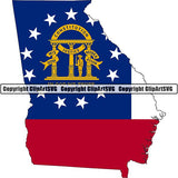 State Flag Map Georgia ClipArt SVG