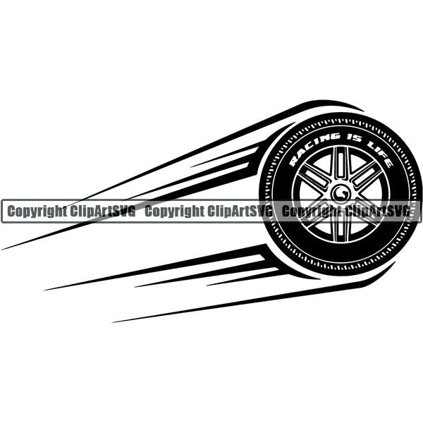 Sports Car Racing Tire Motion ClipArt SVG