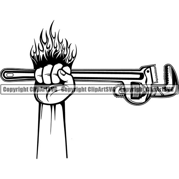 Plumbing Plumber Pipe Repair Service Wrench ClipArt SVG