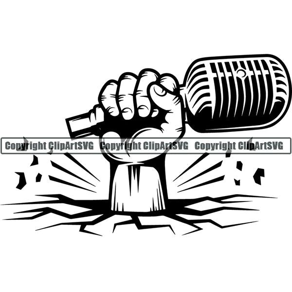 Microphone Mic Audio Music Record Broadcast Podcast Webinar Equipment Logo ClipArt SVG