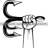 Sports Game Fishing Hunting Fish Hunt Hook 3 Prong ClipArt SVG