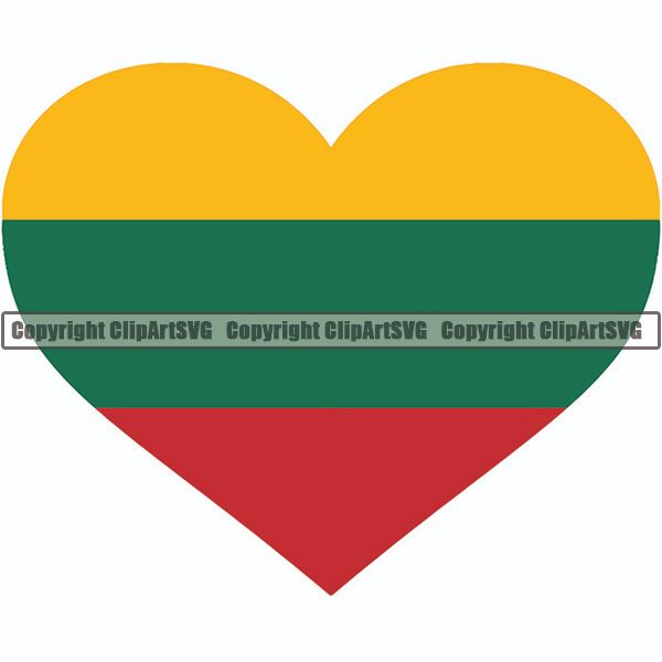 Country Flag Heart Lithuania ClipArt SVG