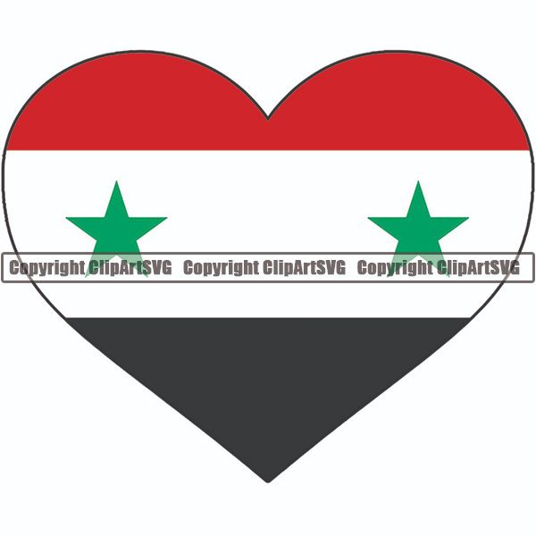 Country Flag Heart Syria ClipArt SVG