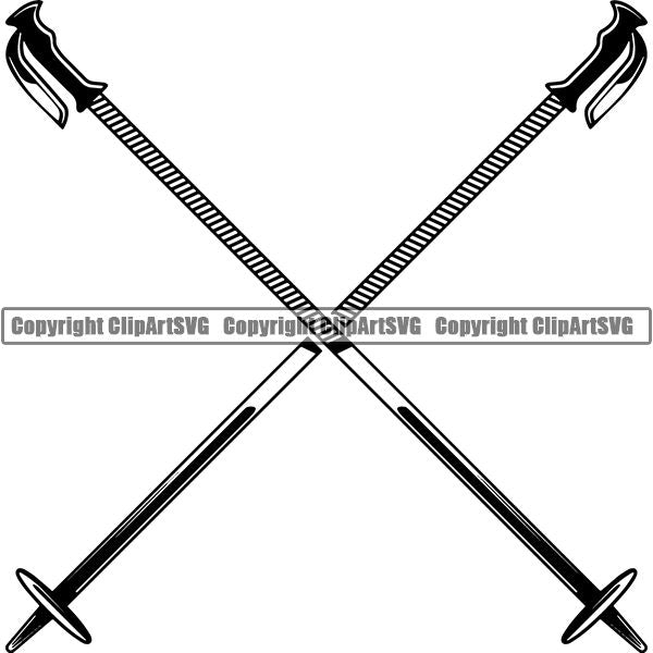 Sports Skiing Ski Snowboarding Snowboard Ski Poles ClipArt SVG
