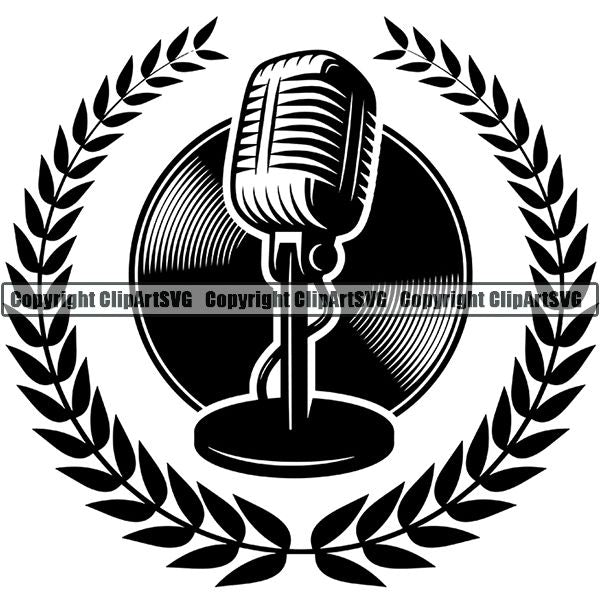 Microphone Mic Audio Music Record Broadcast Podcast Webinar Equipment Logo ClipArt SVG
