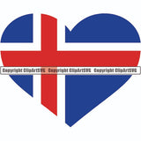 Country Flag Heart Iceland ClipArt SVG