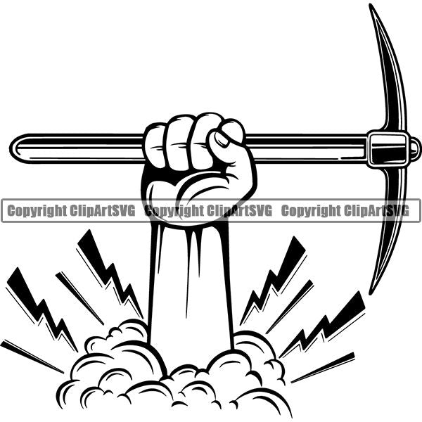 Mining Mine Miner Pick Axe ClipArt SVG