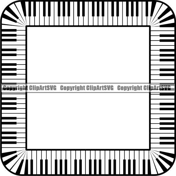 Music Design Element Frame Border Piano Keys In Square ClipArt SVG