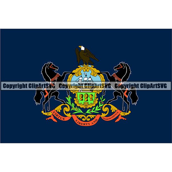 State Flag Square Pennsylvania ClipArt SVG