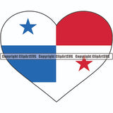 Country Flag Heart Panama ClipArt SVG