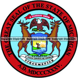 State Flag Seal Michigan ClipArt SVG