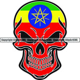 Country Flag Skull Ethiopia ClipArt SVG