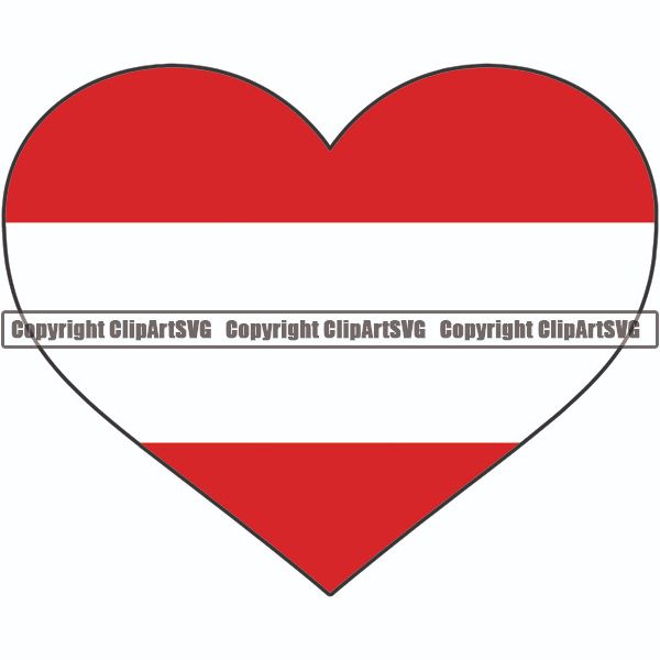 Country Flag Heart Austria ClipArt SVG