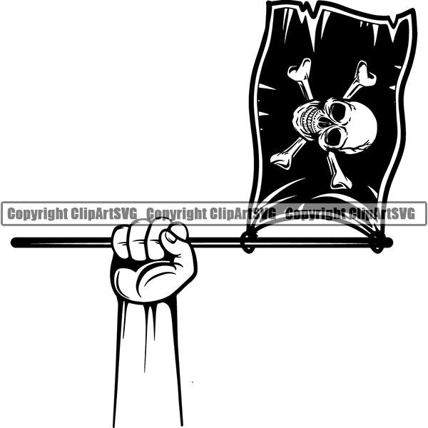 Pirate Sea Gangster Criminal Warrior Flag ClipArt SVG