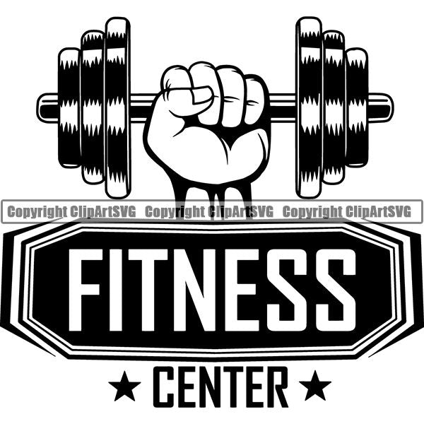 Gym Sports Bodybuilding Fitness Muscle Logo ClipArt SVG