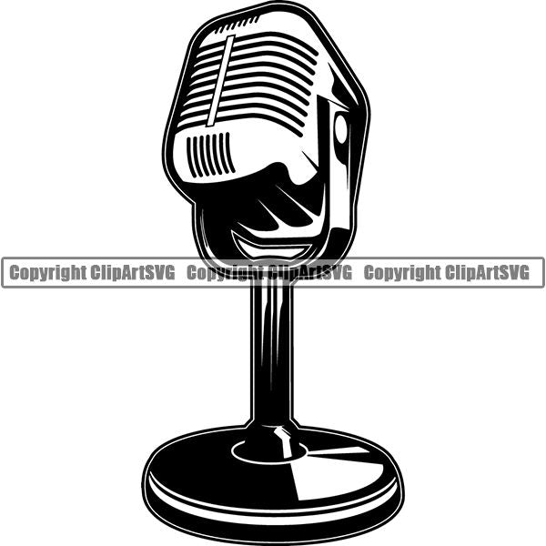 Microphone Mic Audio Music Record Broadcast Podcast Webinar Equipment ClipArt SVG