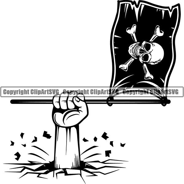 Pirate Sea Gangster Criminal Warrior Flag ClipArt SVG