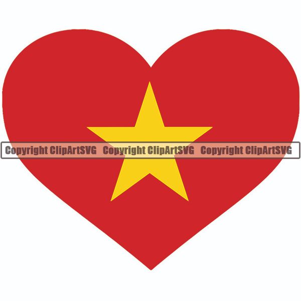 Country Flag Heart Vietnam ClipArt SVG