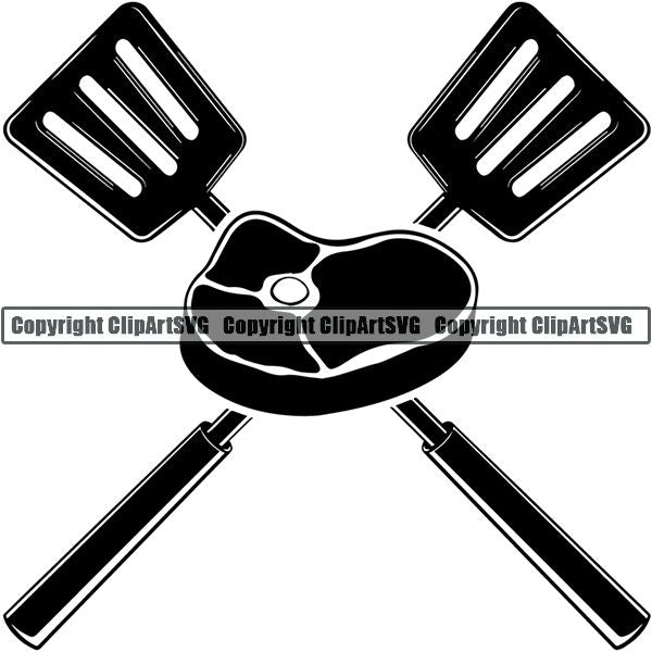 Cooking BBQ Bar-B-Que Barbque Chef Cook Butcher Logo ClipArt SVG