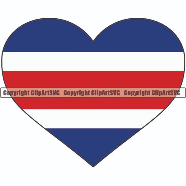 Country Flag Heart Costa Rica ClipArt SVG
