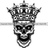 Skull Skeleton Crown Tattoo Tat ClipArt SVG