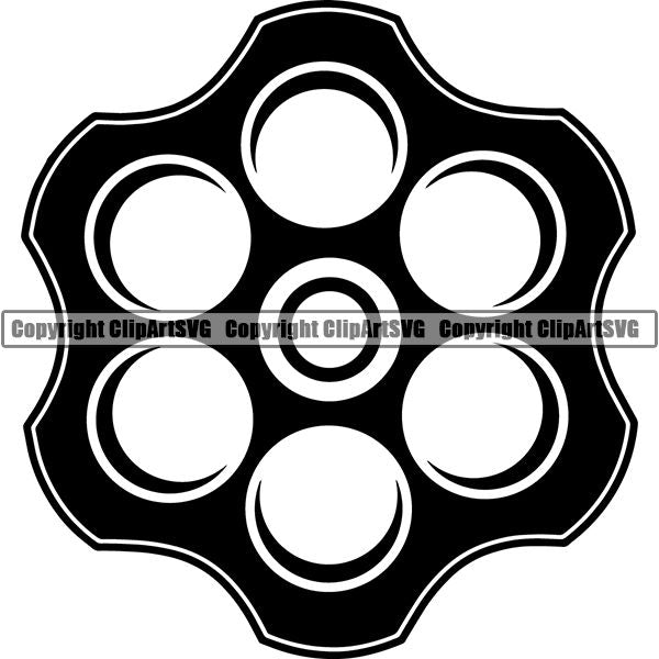 Military Weapon Gun Gun Pistol Revolver Cyclinder ClipArt SVG