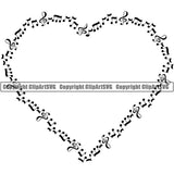 Music Design Element Frame Border Notes Scattered Heart ClipArt SVG