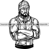 Construction Woodworking Carpenter Lumberjack Man ClipArt SVG