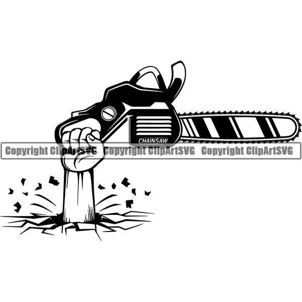 Construction Woodworking Carpenter Lumberjack Chainsaw ClipArt SVG