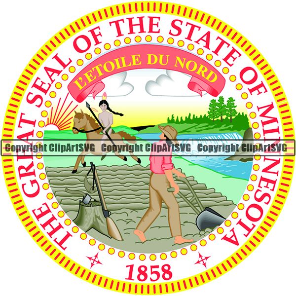 State Flag Seal Minnesota ClipArt SVG