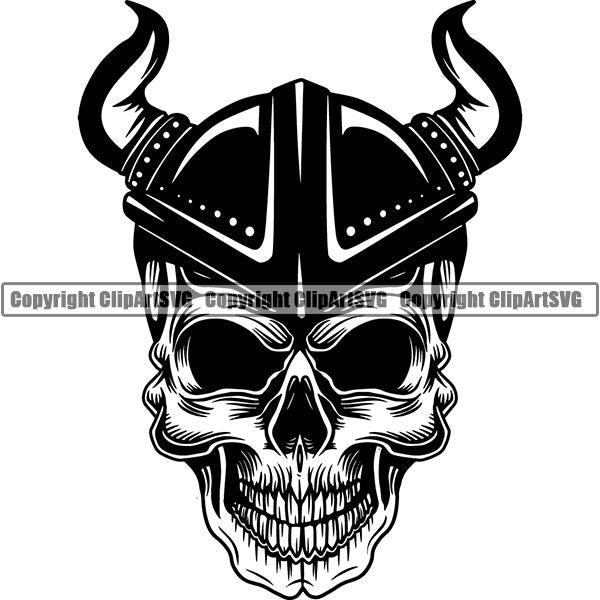 Viking Warrior Skull Helmet ClipArt SVG