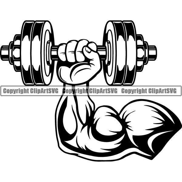 Gym Sports Bodybuilding Fitness Muscle Dumbbell ClipArt SVG