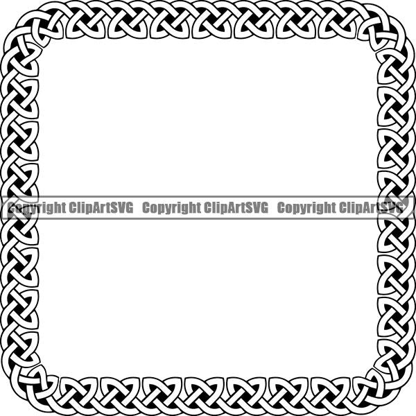 Viking Celtic Frame Border Design Element Square ClipArt SVG