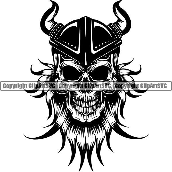 Viking Warrior Skull ClipArt SVG