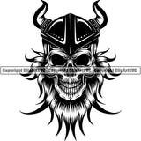 Viking Warrior Skull ClipArt SVG
