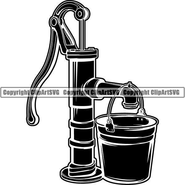 Hobby Gardening Hand Water Pump Bucket ClipArt SVG