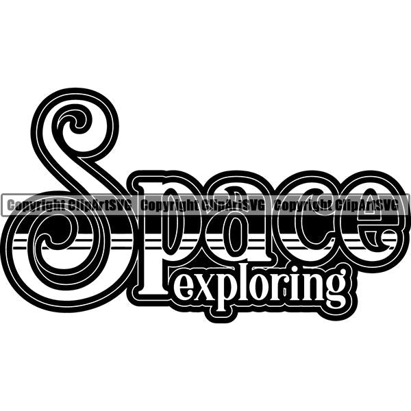 Astronaut Outer Space Shuttle Sci-Fi Science Fiction Text ClipArt SVG