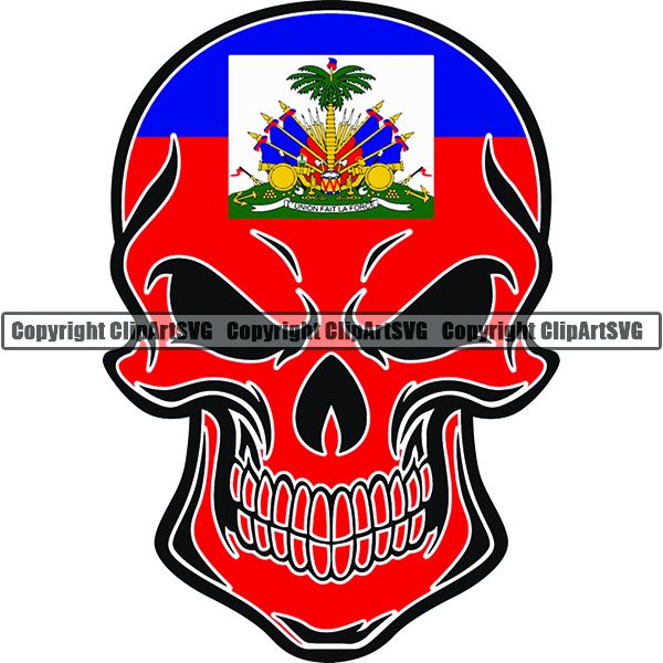 Country Flag Skull Haiti ClipArt SVG