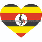 Country Flag Heart Uganda ClipArt SVG