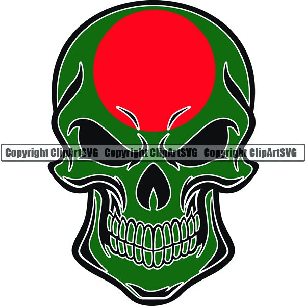 Country Flag Skull Bangladesh ClipArt SVG