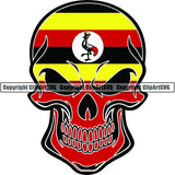 Country Flag Skull Uganda ClipArt SVG