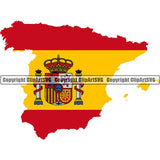 Country Flag Map Spain ClipArt SVG