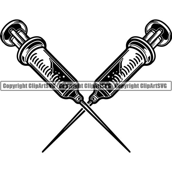 Medical Doctor Nurse Hospital Needle Syringe Shot ClipArt SVG