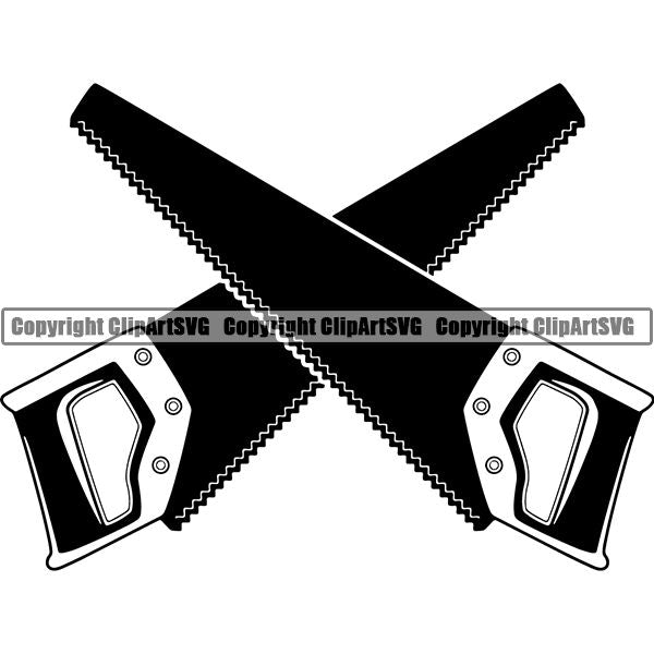 Construction Woodworking Carpenter Lumberjack Saw Hand ClipArt SVG