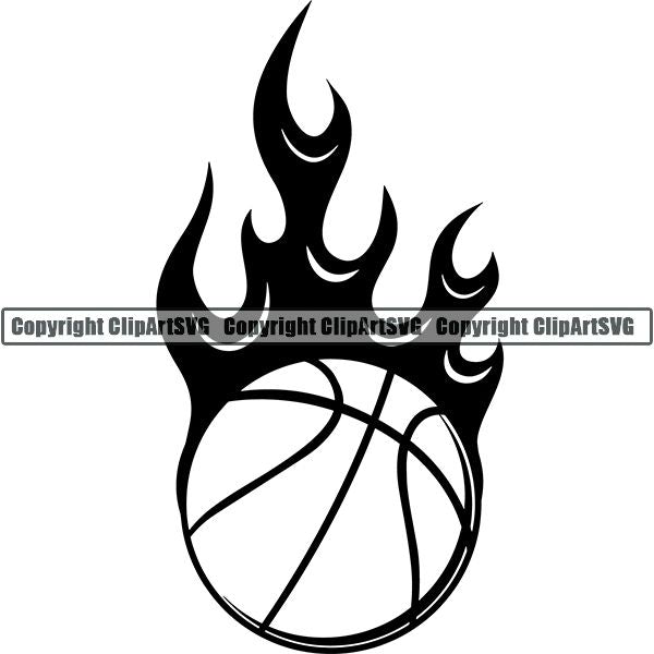 Sports Game Basketball Flame Ball ClipArt SVG