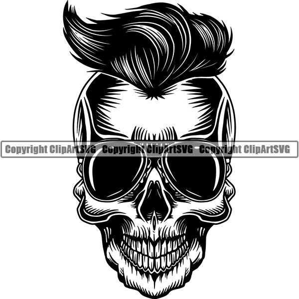 Skull Skeleton Hair Beard Tattoo Tat ClipArt SVG